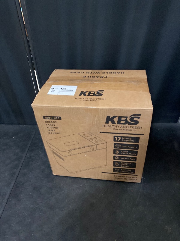 Photo 1 of KBS Premium 2LB Convection Bread Maker Dual Heaters, 710W Stainless Steel 17-in-1 Bread Machine Healthy Ceramic Pan, Nut Dispenser,Touch Panel, 3 Loaf Sizes 3 Crust Colors, 15H Timer,Low Noise,Recipes