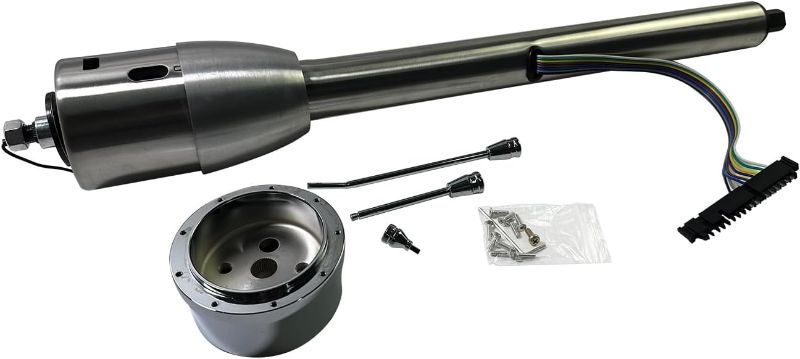 Photo 1 of Stainless Steel 28" Universal Tilt Manual Steering Column with 9 Hole Wheel Adapter No Key Floor Shift Hod Rod