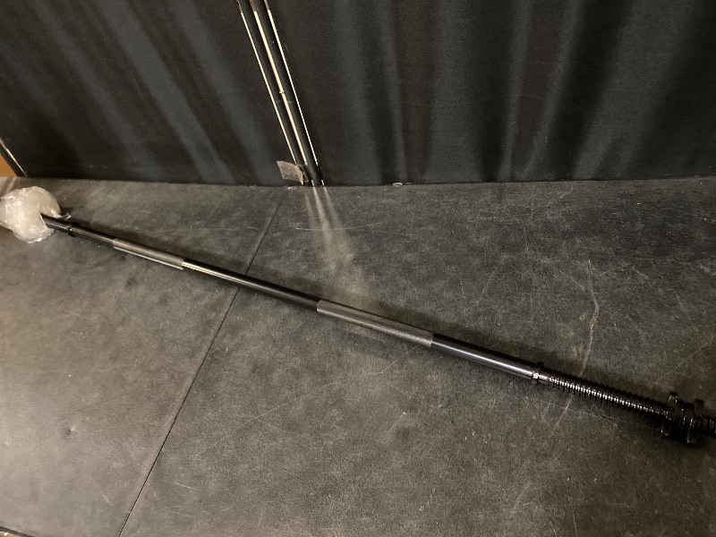 Photo 1 of 55" Weight Lifting Bar, 1" Standard Straight Barbell Bars for Weight lifting, Olympic Barbell Bar for Bench Press/Hip Thrusts/Squats/Lunges for Gym and Home, 2 Star Star-nuts (480lb Weight Capacity)