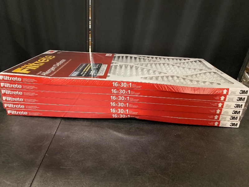 Photo 1 of Filtrete 16x30x1 AC Furnace Air Filter, MERV 11, MPR 1000, Micro Allergen Defense, 3-Month Pleated 1-Inch Electrostatic Air Cleaning Filter, 6 Pack (Actual Size 15.81x29.81x0.81 in)