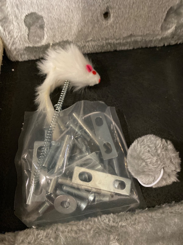 Photo 1 of Cat Tree Tower for Indoor Cats, 50-inch Adult Cat Tree House for Large Adult Cats with Steps, Scratching Post, 2 Cat Caves, Dangling Toys, FC50, Light Grey