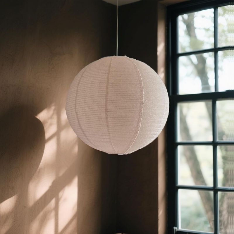Photo 1 of Large Hanging Lamp shade 20INCH Round Linen Pendant Lamp shade Can replace paper lanterns Hanging Lantern Handmade Minimalist Decorations Suitable for Living room, Hallway Bedroom, and kitchen
