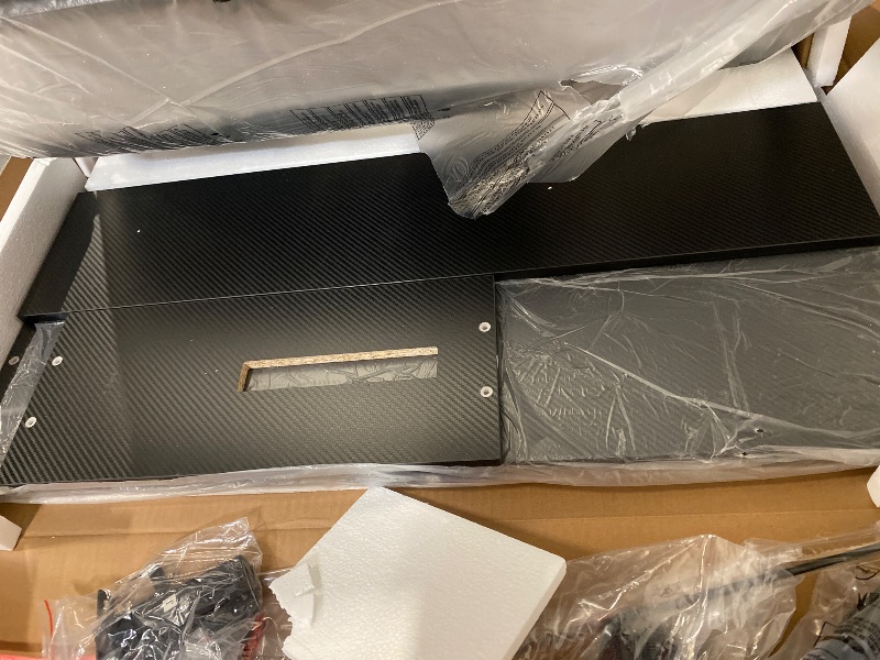 Photo 1 of Computer Desk, 48 Inch Gaming Desk with Led Lights & Power Outlet, Office Desk with Storage Shelves, Reversible Desk with Monitor Shelf & Headphone Hook, Carbon Fiber Black