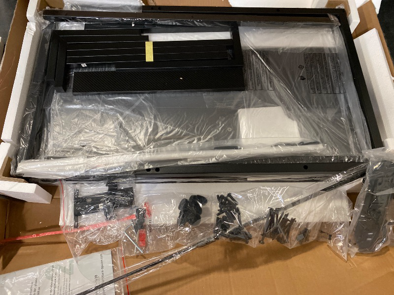 Photo 1 of Computer Desk, 48 Inch Gaming Desk with Led Lights & Power Outlet, Office Desk with Storage Shelves, Reversible Desk with Monitor Shelf & Headphone Hook, Carbon Fiber Black