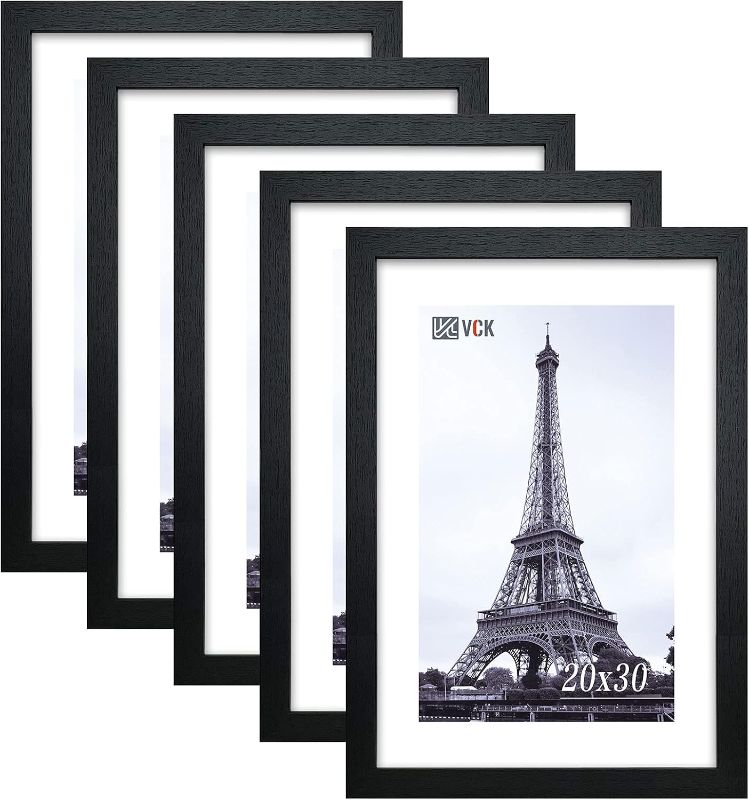 Photo 1 of 20x30 Inch Black Poster Frame Wooden with Plexiglass Wall Hanging Picture Frame for Poster Artwork Certificate Included 5 Pack