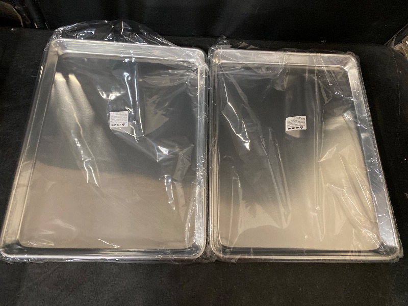 Photo 1 of Commercial Quality Baking Sheet Pan Set, Natural Aluminum Cookie Sheet, Umite Chef Warp Resistant Baker's Half Sheet Pan, Large Thick Cookie Tray Pans for Baking, Roasting(2 Pack, 17X13In)