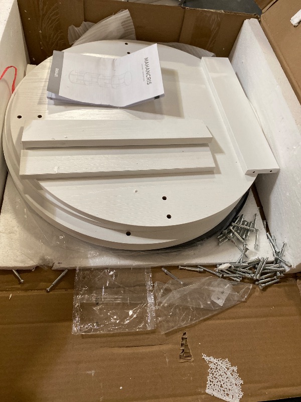 Photo 1 of 4-Tier Rotating Bookshelf, 360° Spinning Bookshelf Tower, Floor Standing Round Revolving Bookcase, Display Rack for Books, CDs, for Living Room, Study, Bedroom, White