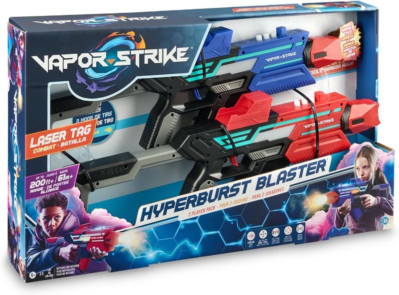 Photo 1 of Hyperburst Blasters 2 Player Pack, Lights, Sounds & Vapor Effects, Laser Tag Style Battle (Set of 2 Deluxe Blasters)