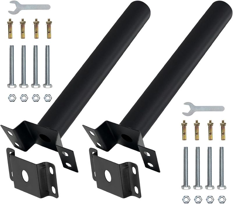 Photo 1 of Light Pole Mount, Solar Lighting Mounting Bracket Extension Pole Kit, Wall Mounted Arm for Street Light, Barn Lamp, Post Tree 2 Pack Black