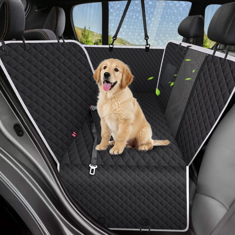 Photo 1 of Car Seat Cover for Dogs, Non-Slip Rear Waterproof Car Bench Seat Cover for Back Seat, Dog Car Seat Cover for Trucks SUVs Most Cars (Black with Mesh)