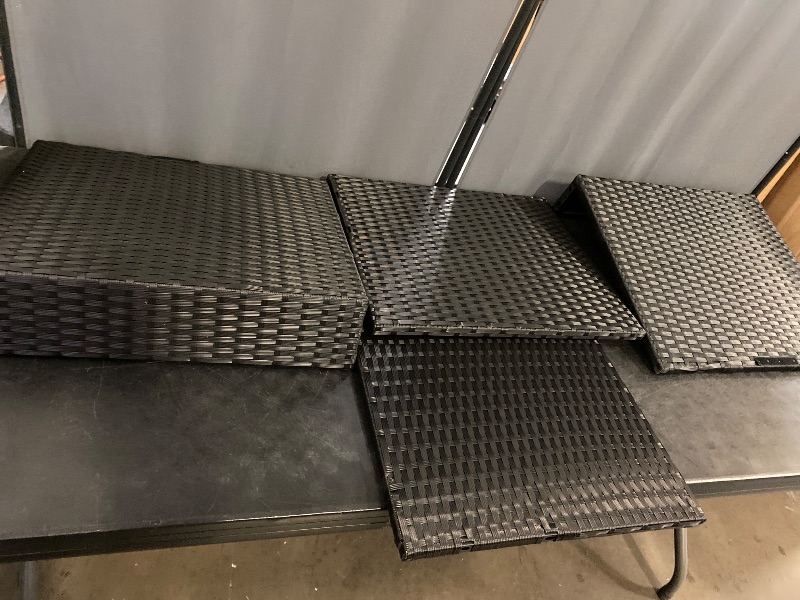 Photo 1 of 3-Piece Outdoor Patio Furniture Set | Khaki | Modern Rattan Bistro Set with Cushioned Chairs & Tempered Glass Coffee Table | Indoor & Outdoor Seating | for Balcony, Garden, Poolside