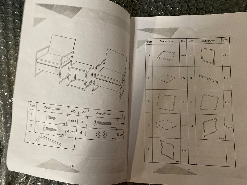 Photo 1 of 3-Piece Outdoor Patio Furniture Set | Khaki | Modern Rattan Bistro Set with Cushioned Chairs & Tempered Glass Coffee Table | Indoor & Outdoor Seating | for Balcony, Garden, Poolside