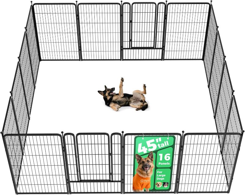 Photo 1 of Rollick Unleashed Dog Playpen for Indoor, Yard, RV Camping, 45 inch 16 Panels for Large Dogs?Patented