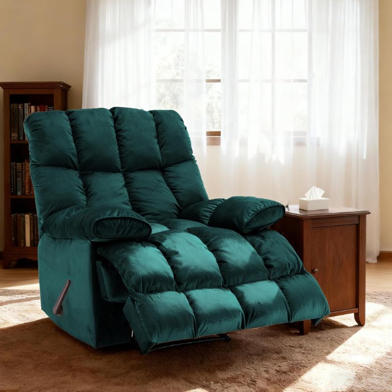 Photo 1 of Manual Adjustable Oversized Recliner Chair with Phone Holder, Extra Large Recliner for Heavy Duty Adults 400lbs, Big Man Recliners for Living Room, Nursery, RV