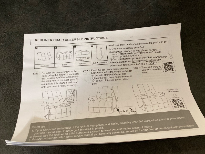 Photo 1 of Manual Adjustable Oversized Recliner Chair with Phone Holder, Extra Large Recliner for Heavy Duty Adults 400lbs, Big Man Recliners for Living Room, Nursery, RV