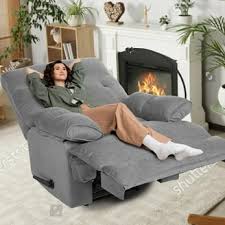 Photo 1 of Brown Oversized Recliner Chair for Adults, Extra Wide Manual Recliner Sofa with Phone Holder, Big and Tall Reclining Chair for Living Room and RV