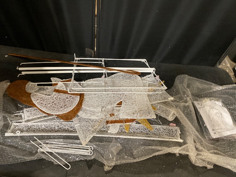 Photo 1 of 5FT Lighted Nativity Scene Set with 150 LED Lights for Christmas Decoration, Pre-Lit Iridescent Nativity Scene Xmas Decor, 3D Glittered Standing Holiday Display for Outdoor, Indoor, White