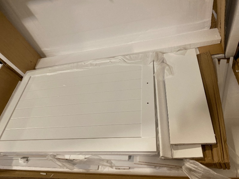 Photo 1 of Double Tilt Out Trash Can Cabinet, 20 Gallon Freestanding Kitchen Trash Can Holder with 2 Hideaway Drawers & Cutting Board, Pet Proof Hidden Garbage Recycling Cabinet Laundry Hamper, White