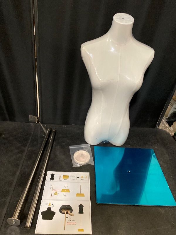 Photo 1 of Female Mannequin, 54"-76" Height Adjustable Manikin Torso with Metal Stand & Leather Surfaces for Skirt & Shirt & Sewing Dress Display, Beige