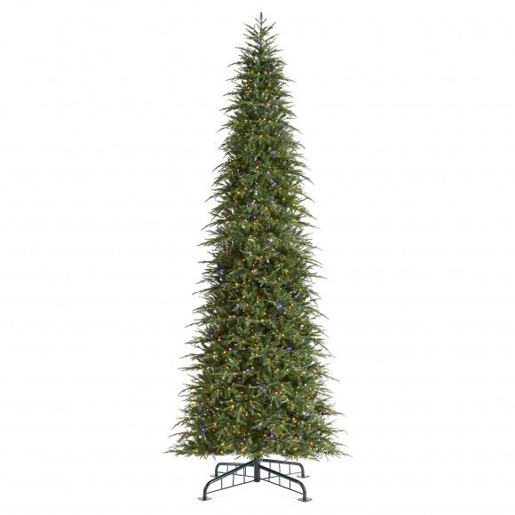 Photo 1 of 15ft Pre- Green Slim Fir Artificial Christmas Tree with 1500 Warm White/Multi-color LED Lights, 9 Function, w/Remote Control, Simple Setup