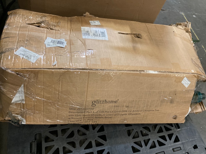 Photo 1 of 15ft Pre- Green Slim Fir Artificial Christmas Tree with 1500 Warm White/Multi-color LED Lights, 9 Function, w/Remote Control, Simple Setup