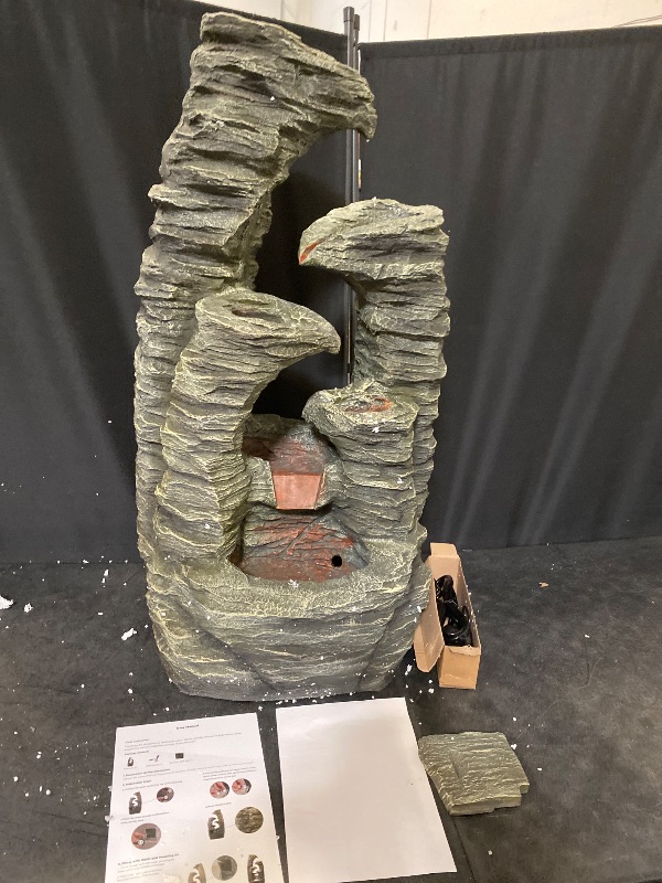 Photo 1 of Outdoor 5-Tier Polyresin Cascading Fountain – Weather Resistant with Lighted Base & Flowing Water