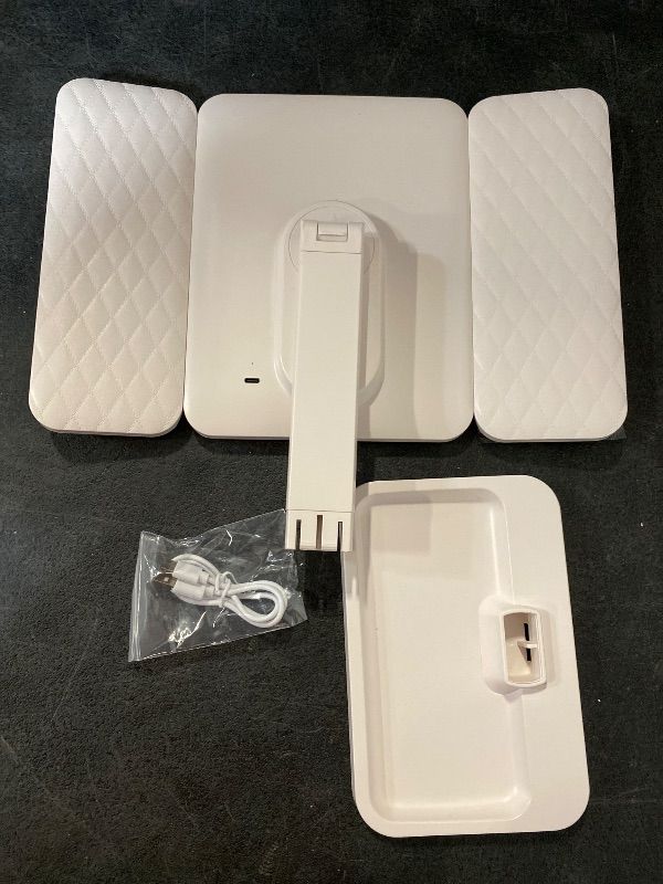 Photo 1 of Lighted Tri-fold Makeup Mirror Vanity Mirror with 1X/2X/3X Magnification (Pink)