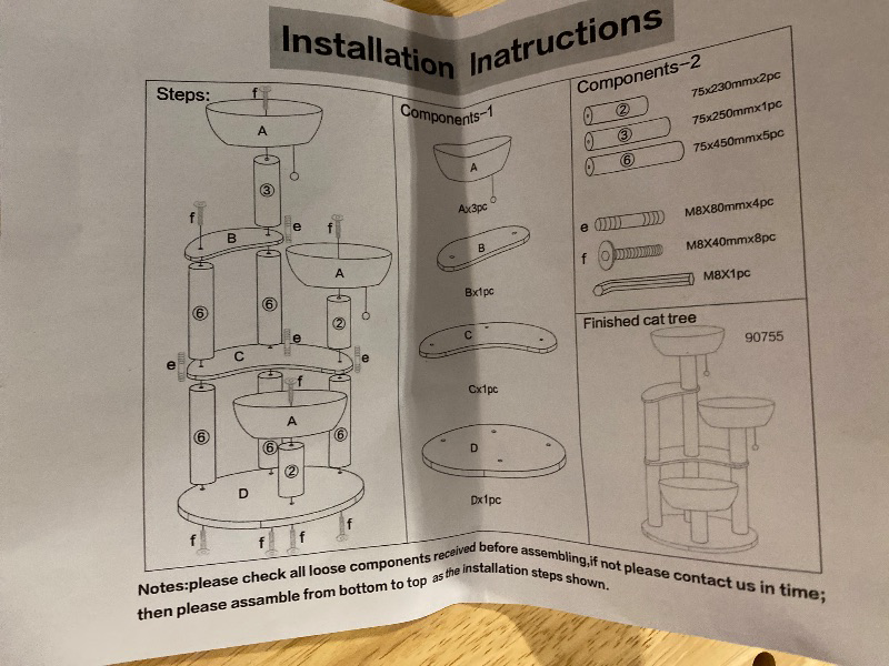 Photo 1 of Big Modern Design Cat Tree Tower with White Cloud Mat, Unique Cat Supplies Tower with Scratching Post, Cute Wood Cat Tree Cat Furniture Activity Centre for Indoor Big Cats