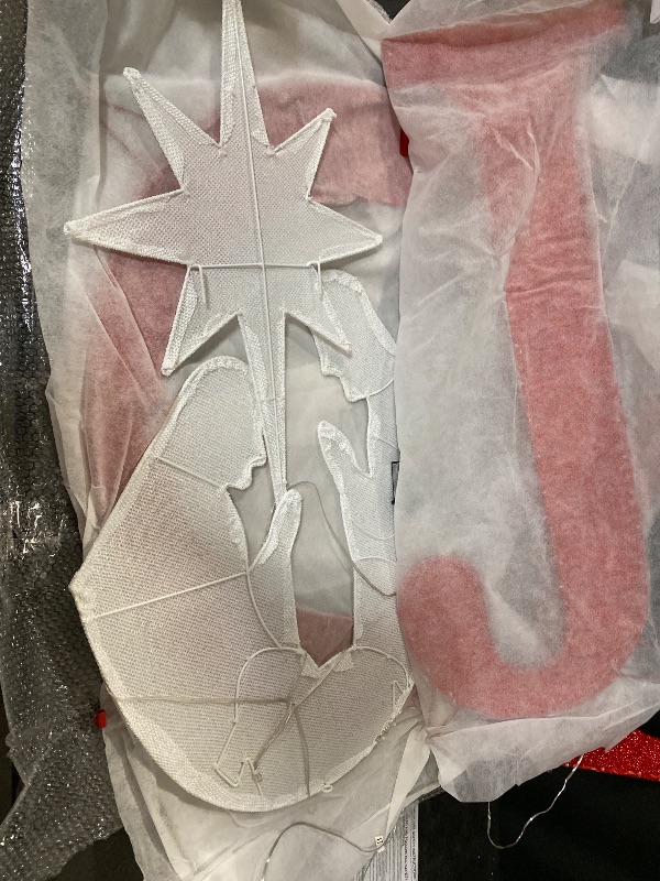 Photo 1 of 25 in Joy | Outdoor Christmas Nativity Decoration | Weather Resistant | 3 Piece Yard Decor Sign Holy for Garden (Sticks Included)