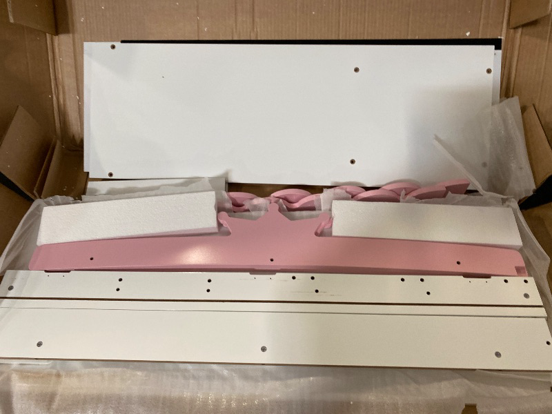 Photo 1 of Kids Armoire with Jewelry Cabinet, Dress up Storage with Mirror and Shelves, Princess Dress Closet and Costumes Wardrobe Closet, Costume Organizer for Bedroom, Kids Room, Girls (White/Pink)