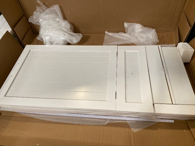 Photo 1 of Double 10 Gallon Tilt Out Trash Can Cabinet with Deodorizing Function and Power Outlet, Wooden Hidden Garbage Can Holder with 2 Storage Drawers for Kitchen, Laundry Hamper Cabinet for Bathroom, White