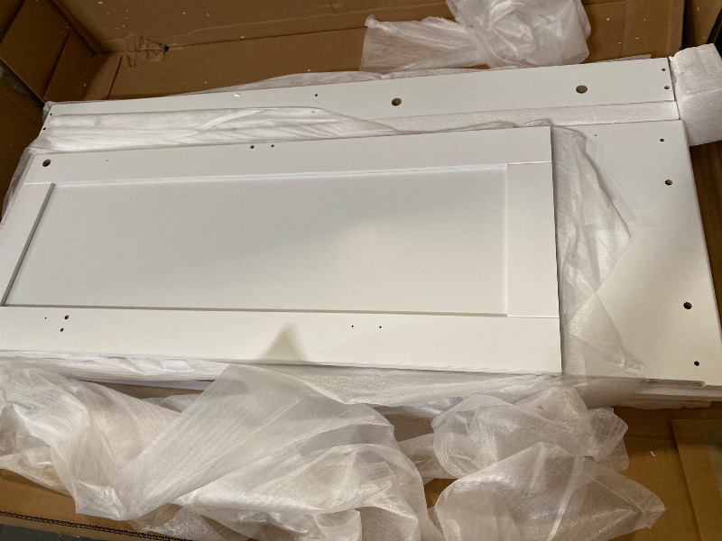 Photo 1 of Double 10 Gallon Tilt Out Trash Can Cabinet with Deodorizing Function and Power Outlet, Wooden Hidden Garbage Can Holder with 2 Storage Drawers for Kitchen, Laundry Hamper Cabinet for Bathroom, White