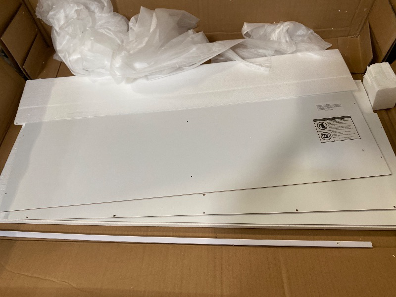 Photo 1 of Double 10 Gallon Tilt Out Trash Can Cabinet with Deodorizing Function and Power Outlet, Wooden Hidden Garbage Can Holder with 2 Storage Drawers for Kitchen, Laundry Hamper Cabinet for Bathroom, White