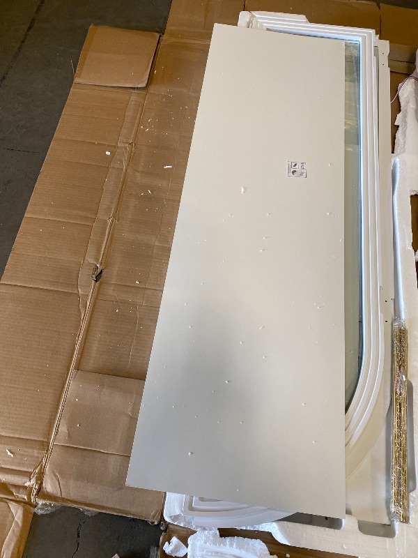 Photo 1 of 71" Tall Arched Storage Cabinet with Glass Doors and Drawers, Curio Display Cabinet with Adjustable RGB Light & Human Sensor, 4-Tier China Cabinet for Living Room(Wood)