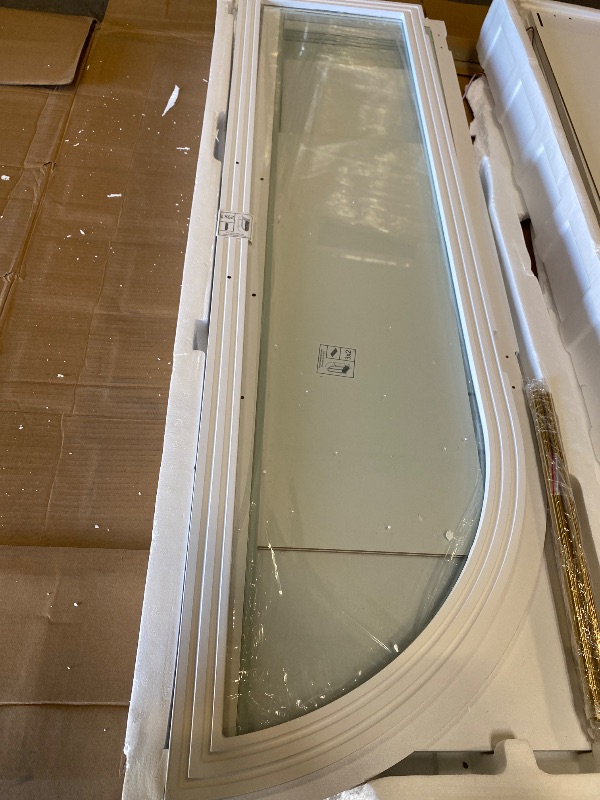 Photo 1 of 71" Tall Arched Storage Cabinet with Glass Doors and Drawers, Curio Display Cabinet with Adjustable RGB Light & Human Sensor, 4-Tier China Cabinet for Living Room(Wood)