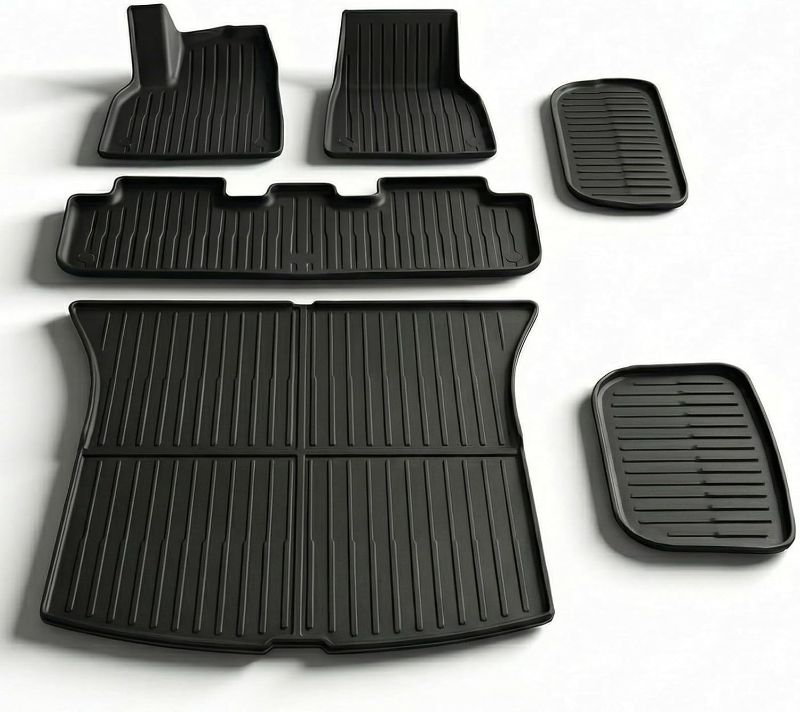 Photo 1 of 6 Pcs for Tesla Model Y Juniper Accessories 2025 2026 All Weather TPE Anti-Slip Floor Mats & Cargo Liner Front Frunk Rear Trunk Mats,5-Seater