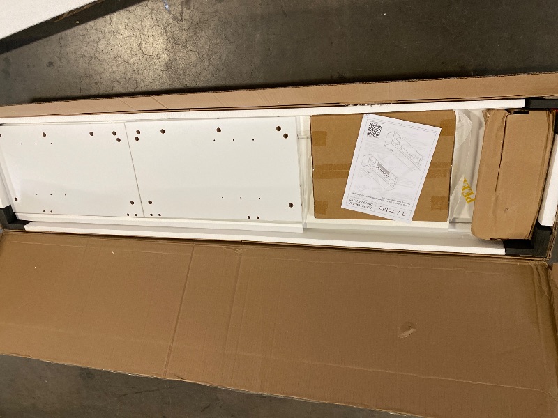 Photo 1 of Electric Fireplace TV Stand — Modern Storage Cabinets — Fits TVs up to 90 inches, 63.8" W x 16.9" D x 26.7" H — White