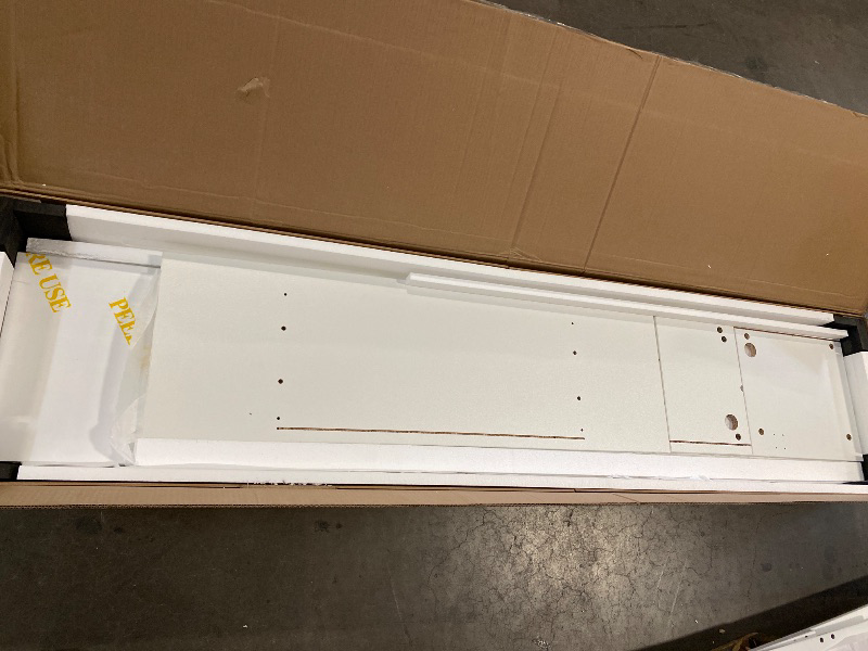 Photo 1 of Electric Fireplace TV Stand — Modern Storage Cabinets — Fits TVs up to 90 inches, 63.8" W x 16.9" D x 26.7" H — White