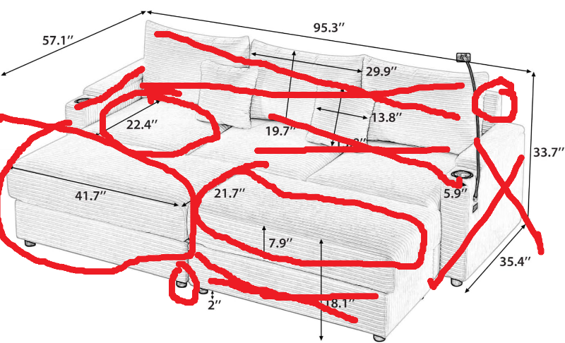 Photo 1 of Modern Style 3-Seater Sofa Sectional with Storage, USB Ports, Cup Holders, Phone Holder - Grey