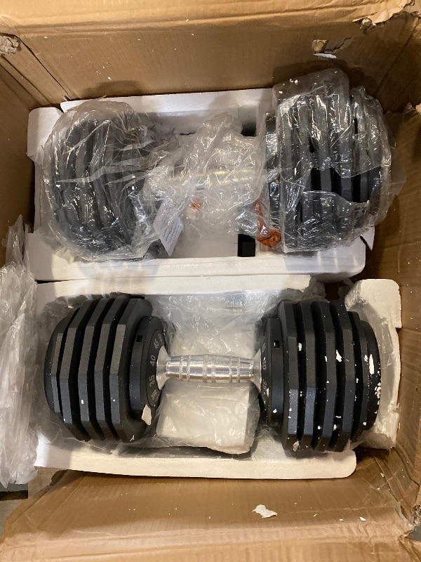 Photo 1 of Adjustable Dumbbells Set of 2, 1 Hand Adjustable Weights Dumbbells Set, 5 in 1/10 in 1 Free Dumbbell with Anti-Slip Texture Handle, 25/55/80lb Pair Weight Set For Home Gym Suit both Men and Women