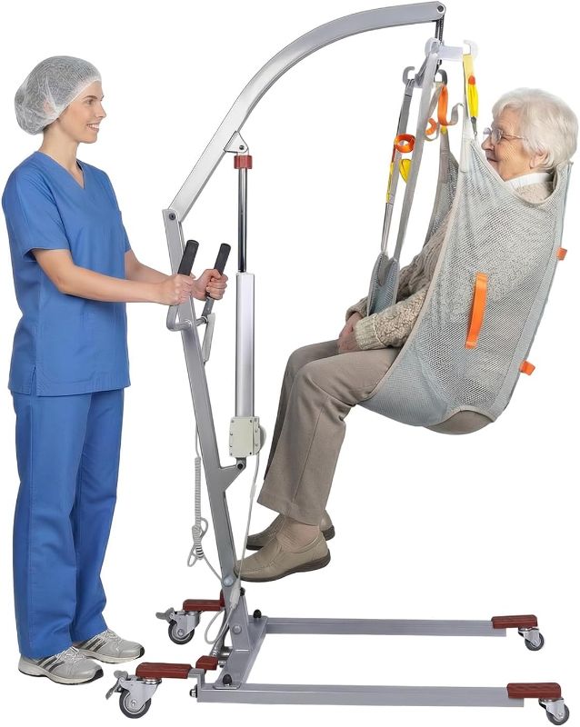 Photo 1 of Electric Patient Lift with Sling - 400lbs Body Transfer Lift for Full/Partial Paralysis Patients, Plug-in Operation for Home Care, Hospital & Healthcare Facilities
