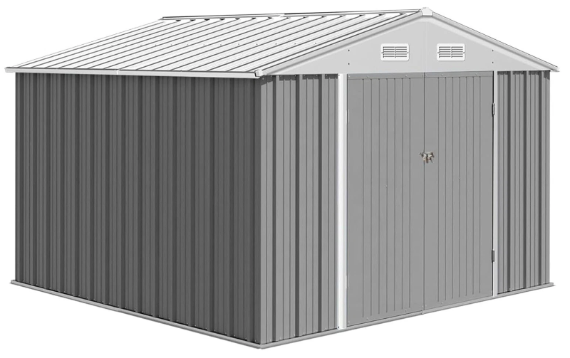 Photo 1 of 10x8FT Outdoor Metal Storage Shed Steel Utility Tool House With Doors & Vents