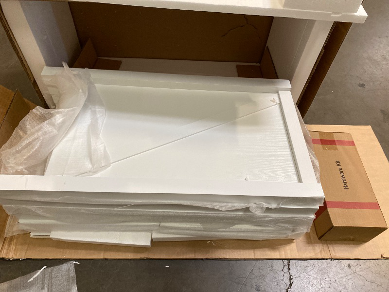 Photo 1 of End Table, Modern Farmhouse Sofa Table Rustic Nightstand with Storage Cabinets and Drawers, Side Tables for Living Room, Bedroom, White