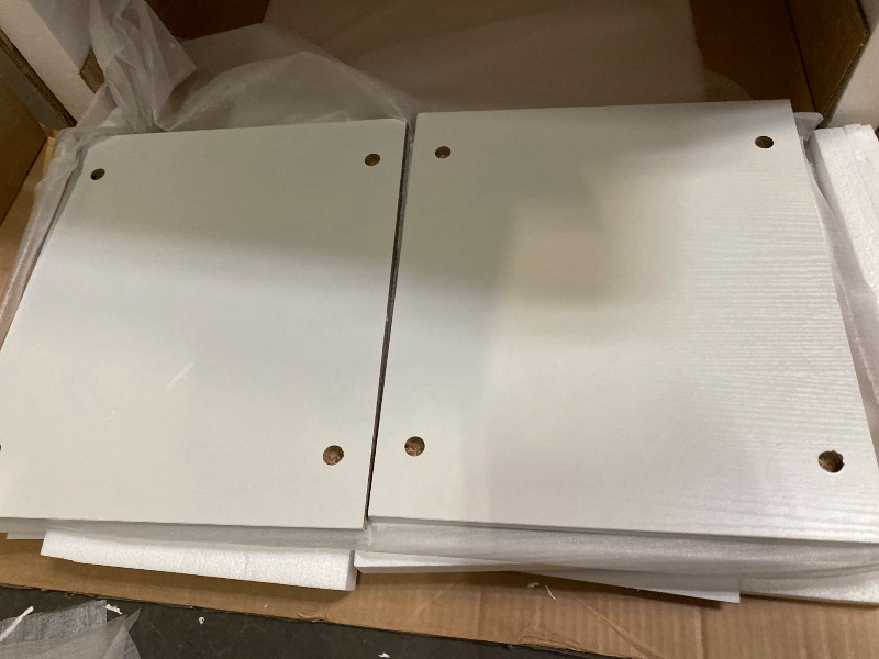 Photo 1 of End Table, Modern Farmhouse Sofa Table Rustic Nightstand with Storage Cabinets and Drawers, Side Tables for Living Room, Bedroom, White