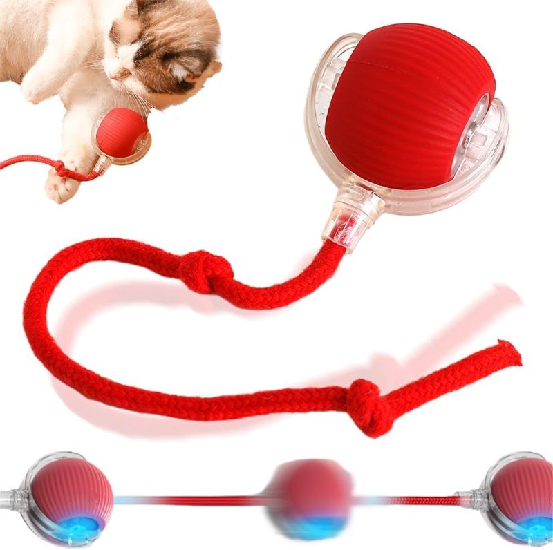 Photo 1 of Interactive Rolling Dog Ball, 2024 New Self Dog Toys Interactive Cat Toys Automatic Cat Toy Self Moving Dog Toys, 360° Smart Automatic Rolling Ball Toy Electric Dog Balls for Dog/Cat (Red)