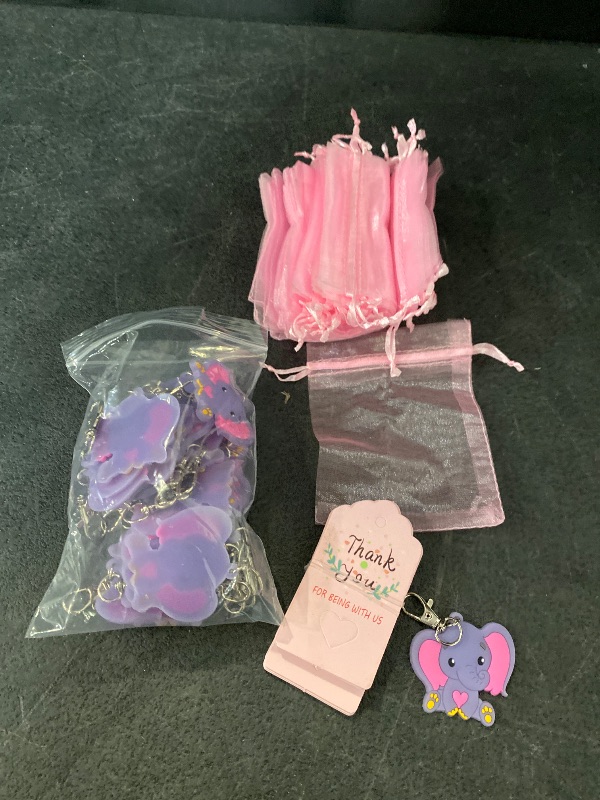 Photo 1 of 50 Set Baby Shower Return Favor Elephant Keychains for Elephant Theme Party Favor Boys Girls Birthday Party Supplies