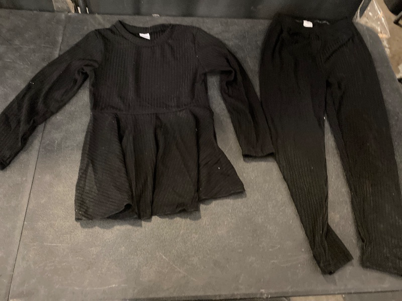 View 2 of 2 Pack 7Y Girls Blouse and Pants Set | Black and Mocha