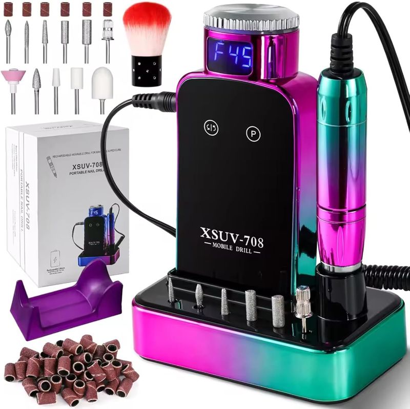 Photo 1 of Nail Drill Professional Electric 40000RPM Nail Drill Machine Kit Remove Gel Nails Acrylic Polish Thick Toe with 11 Sanding Bits E File Set, for Shaping, Polishing & Removing Gel Nails,Green