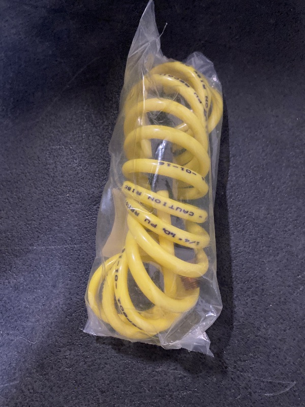 Photo 1 of 1/4 Inch NPT 120 psi 1/4 Inch 15 ft Long NPT Swivel Fittings, Recoil Yellow Polyurethane Hose