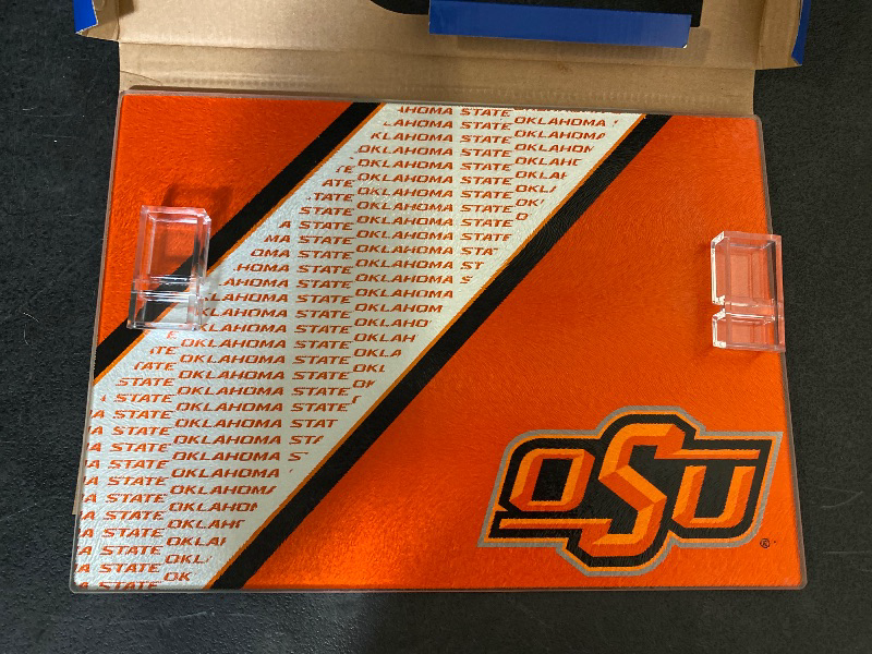 Photo 1 of 10" x 14" Oklahoma State University Tempered Glass Cutting Board
